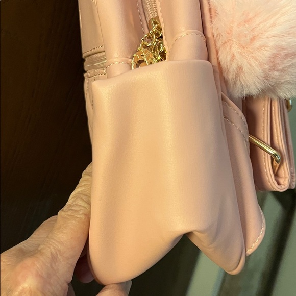 I Hayner pink faux leather backpack or strapped purse with pink pompon. NWOT main image 7